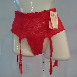 Empire Intimates red panty garter belt